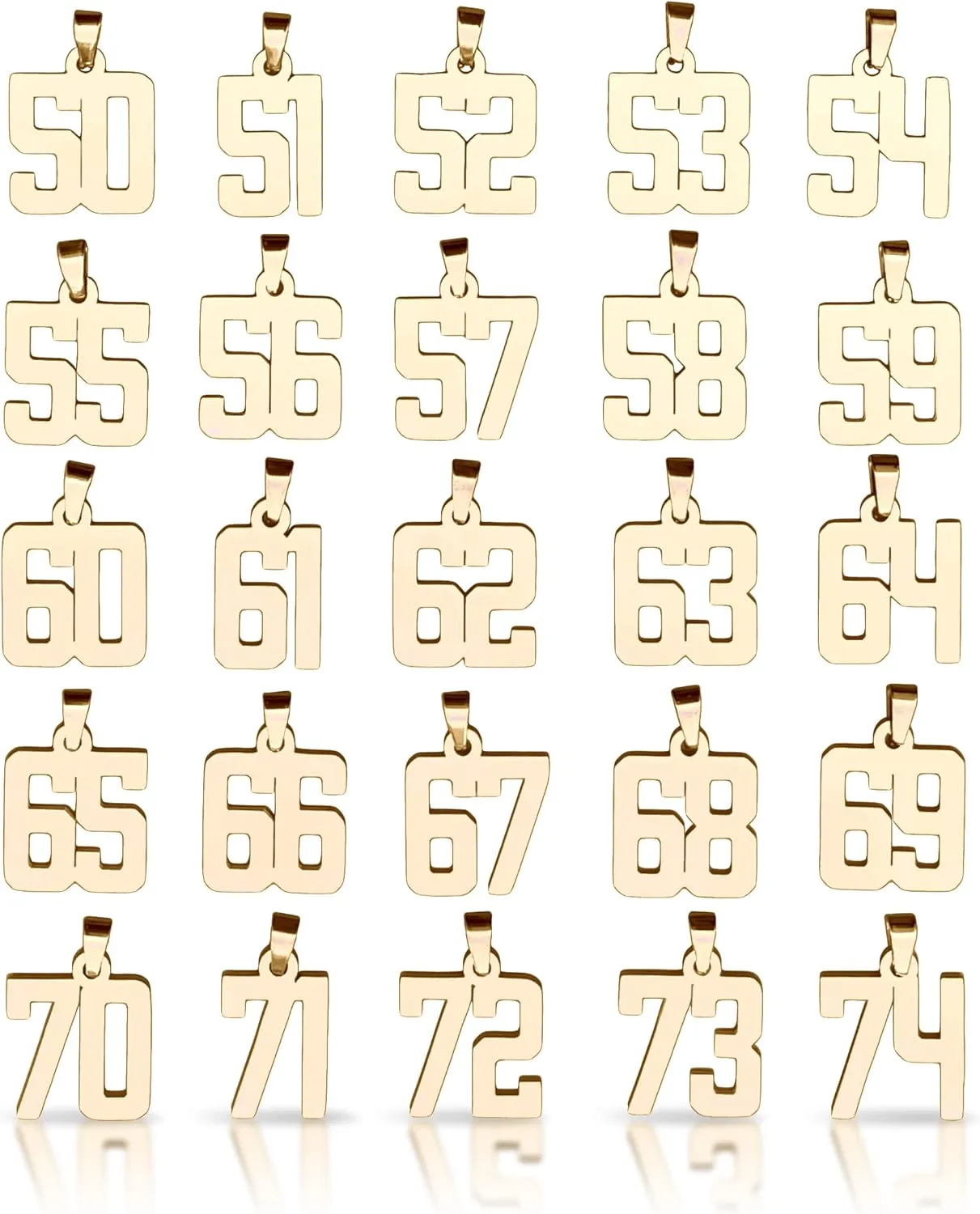 00-99 Number Pendant With Chain Necklace - 14K Gold Plated Stainless Steel
