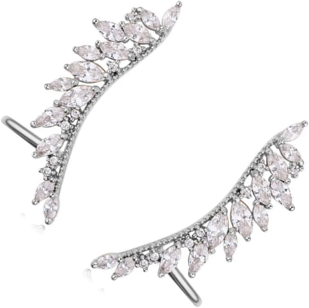 1 Pair Ear Cuff for Non-pierced Ears Women Ear Drop Wings Shape Earrings Ear Cuff