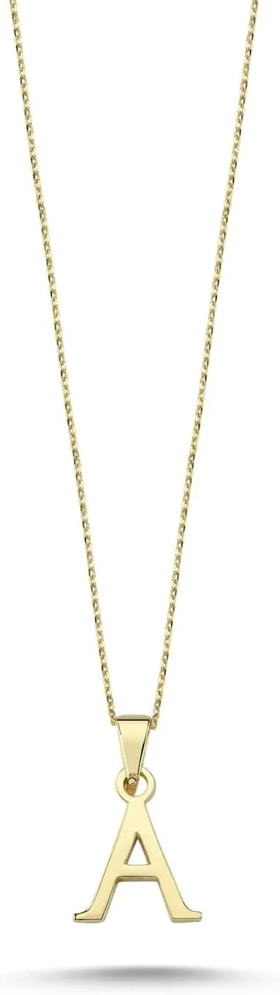 100% 14k Real Gold Necklace for Women | Dainty Charm Alphabet Name Letter Initial Necklaces for Women | Custom Pendant Jewelry for Her | Birthday Gifts for Women & Girls | 18''