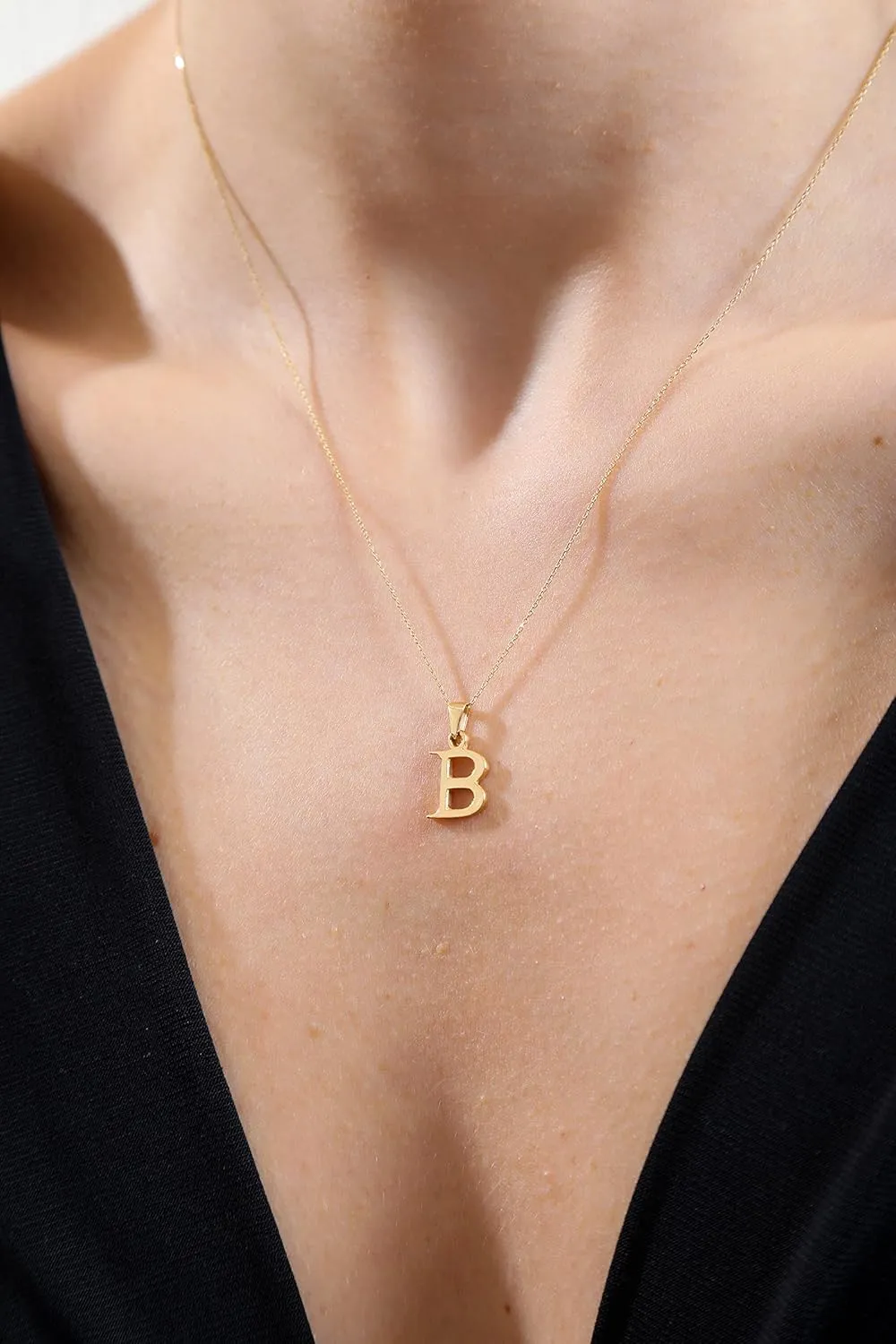 100% 14k Real Gold Necklace for Women | Dainty Charm Alphabet Name Letter Initial Necklaces for Women | Custom Pendant Jewelry for Her | Birthday Gifts for Women & Girls | 18''