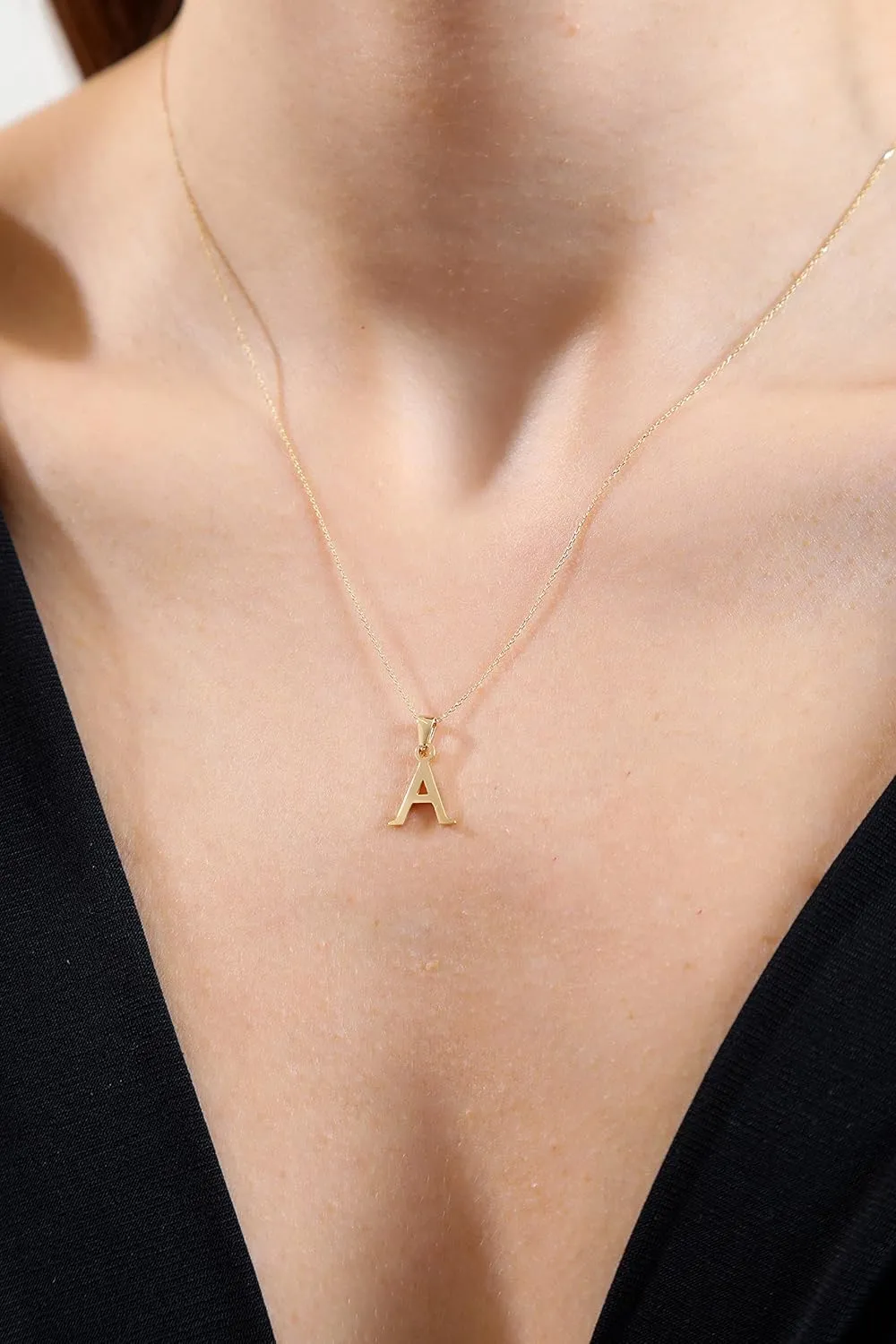 100% 14k Real Gold Necklace for Women | Dainty Charm Alphabet Name Letter Initial Necklaces for Women | Custom Pendant Jewelry for Her | Birthday Gifts for Women & Girls | 18''