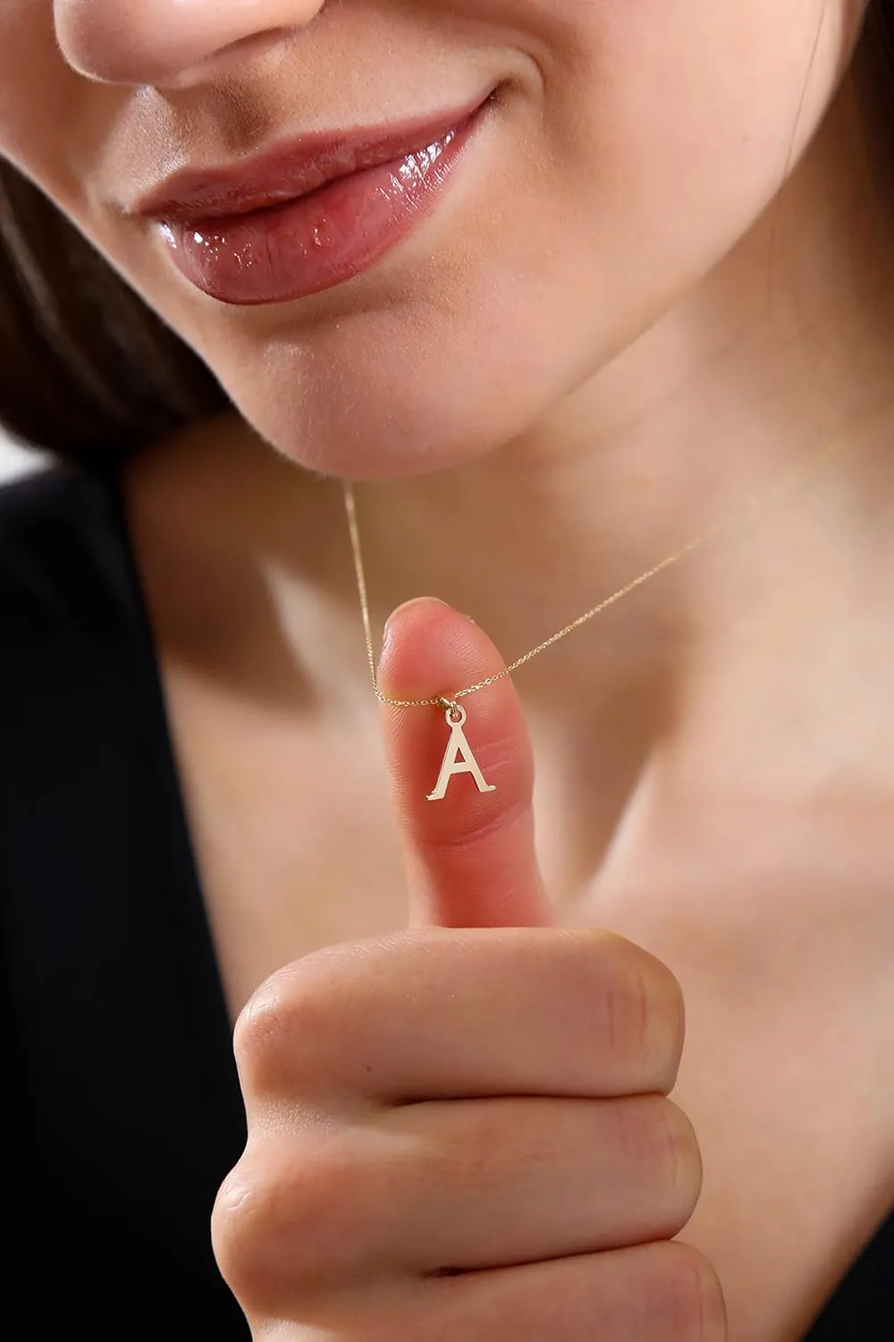100% 14k Real Gold Necklace for Women | Dainty Charm Alphabet Name Letter Initial Necklaces for Women | Custom Pendant Jewelry for Her | Birthday Gifts for Women & Girls | 18''
