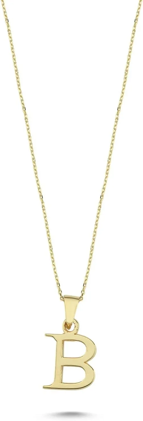 100% 14k Real Gold Necklace for Women | Dainty Charm Alphabet Name Letter Initial Necklaces for Women | Custom Pendant Jewelry for Her | Birthday Gifts for Women & Girls | 18''