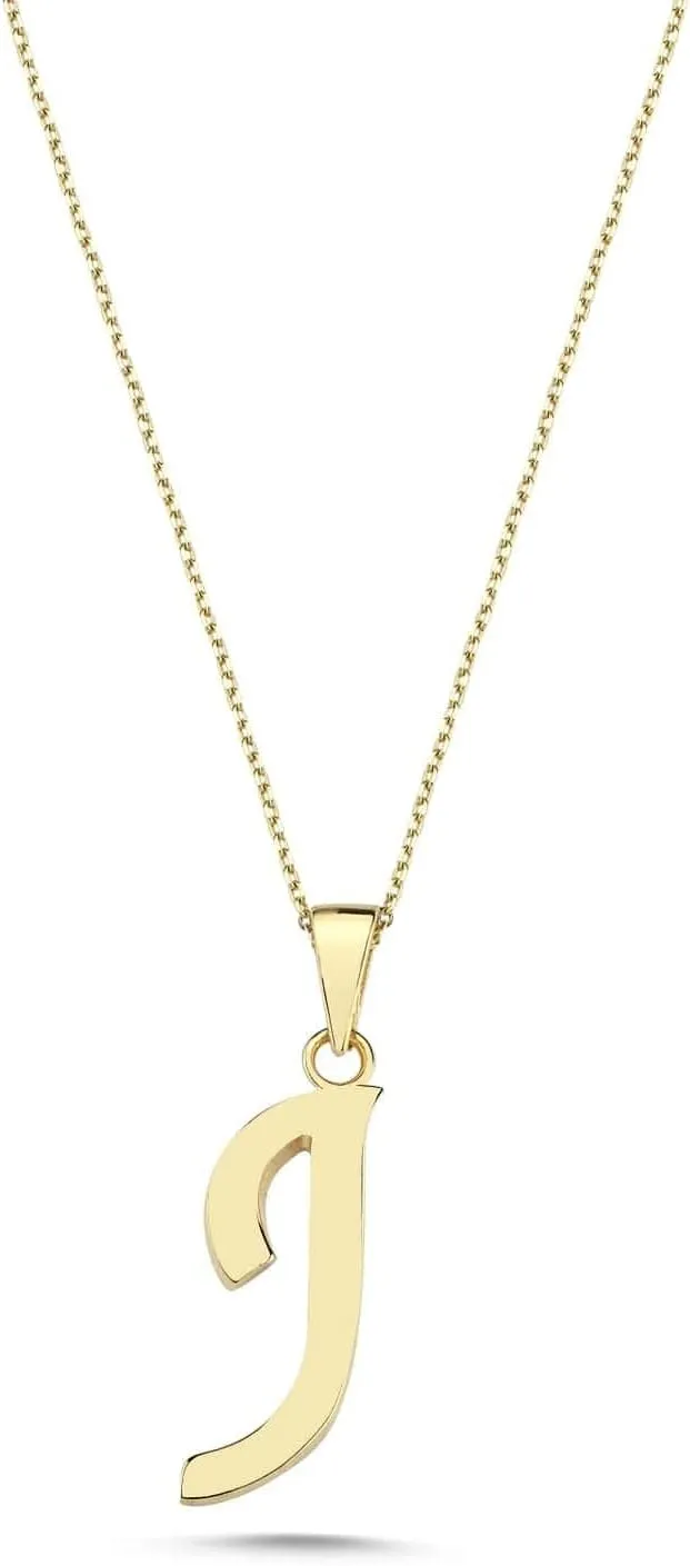 100% 14k Solid Gold Necklace | Dainty Charm Alphabet Letter Initial Necklaces for Women | Custom Pendant Jewelry for Her Birthday | Mothers Day Gifts for Mom | 18''