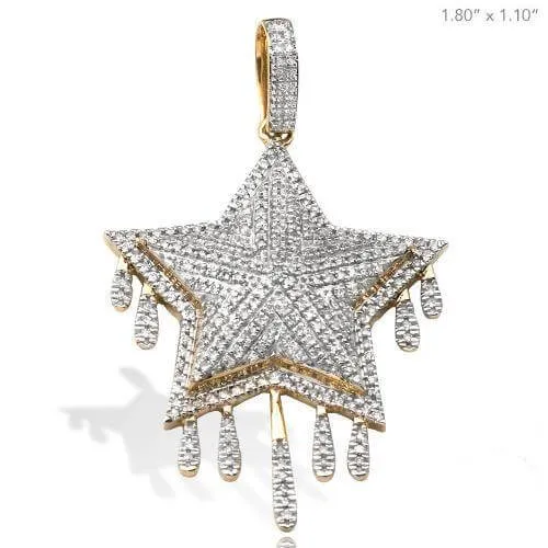 10K 0.75CT DRIPPING DIAMOND STAR PENDANT