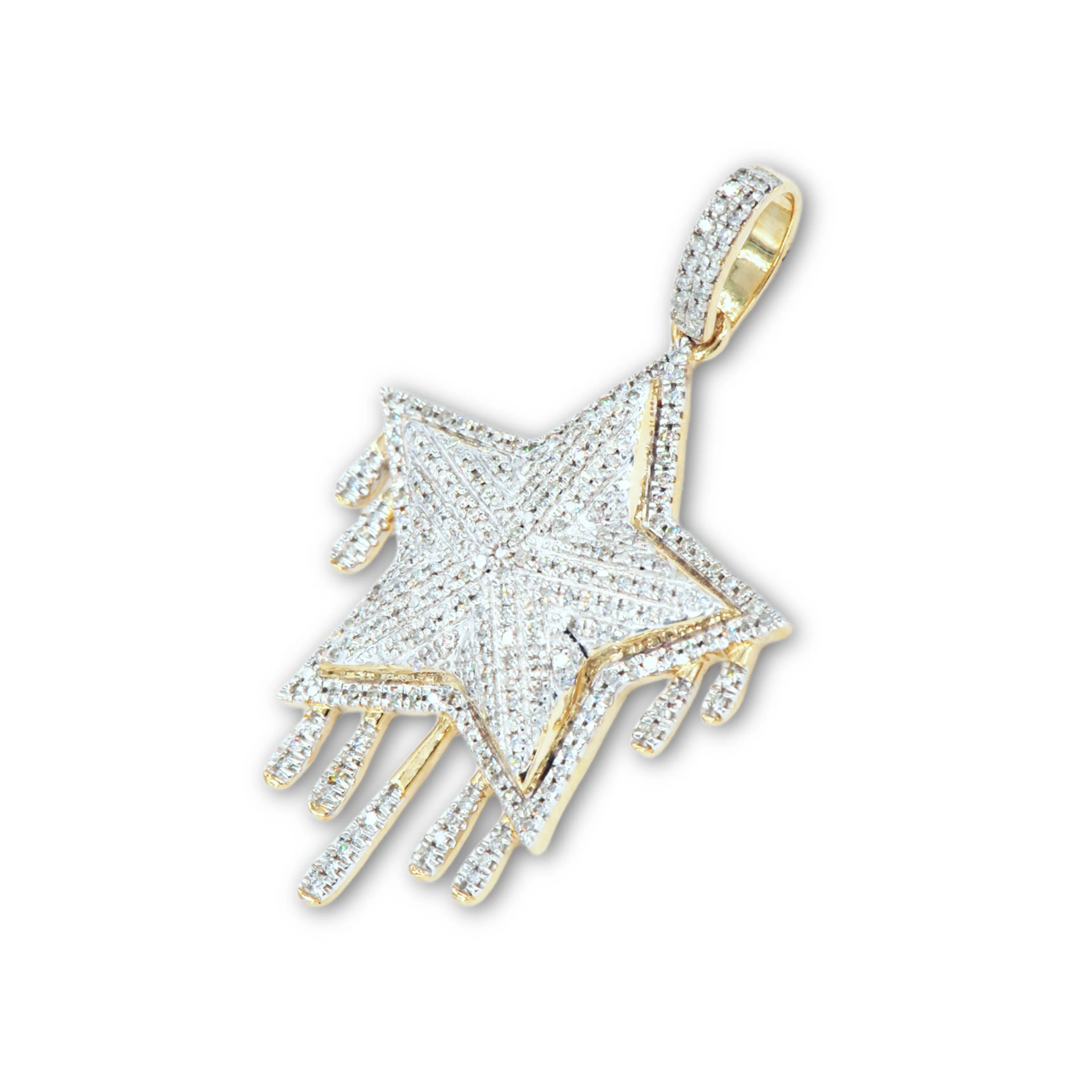 10K 0.75CT DRIPPING DIAMOND STAR PENDANT