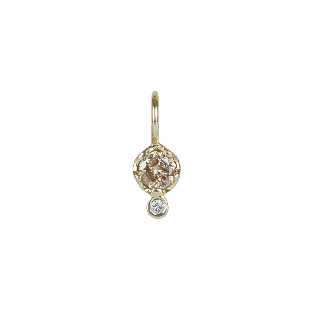 10K Gold Cognac Diamond Birthstone Charm with Diamond Drop