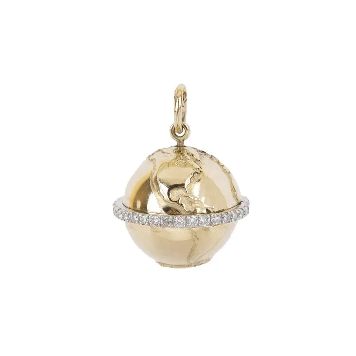 10K Gold Medium Atlas Pendant with Pave Diamond Equator