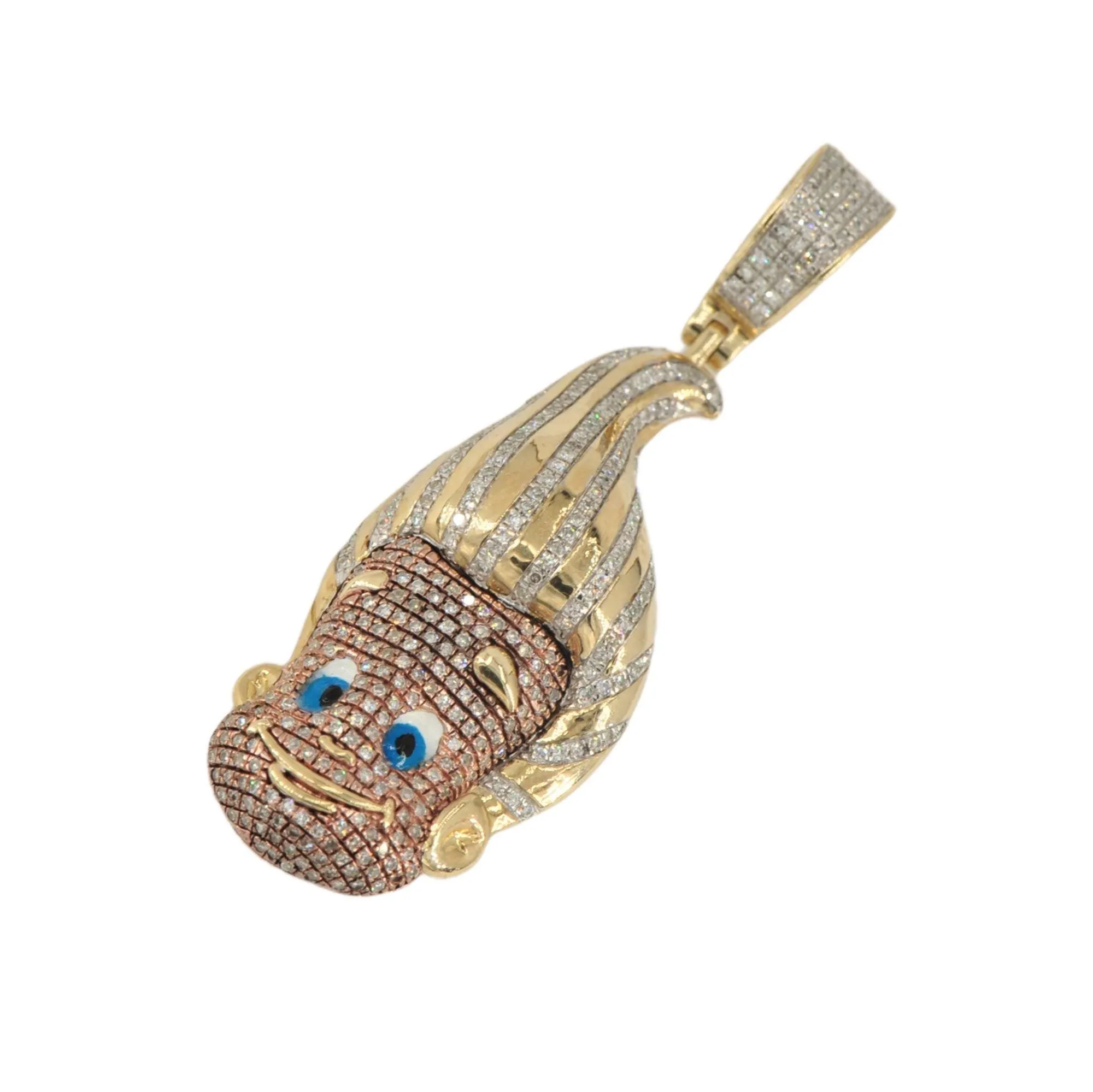 10k Yellow Gold 0.75cttw Diamond ‘Cartoon Boy’ Pendant Flash