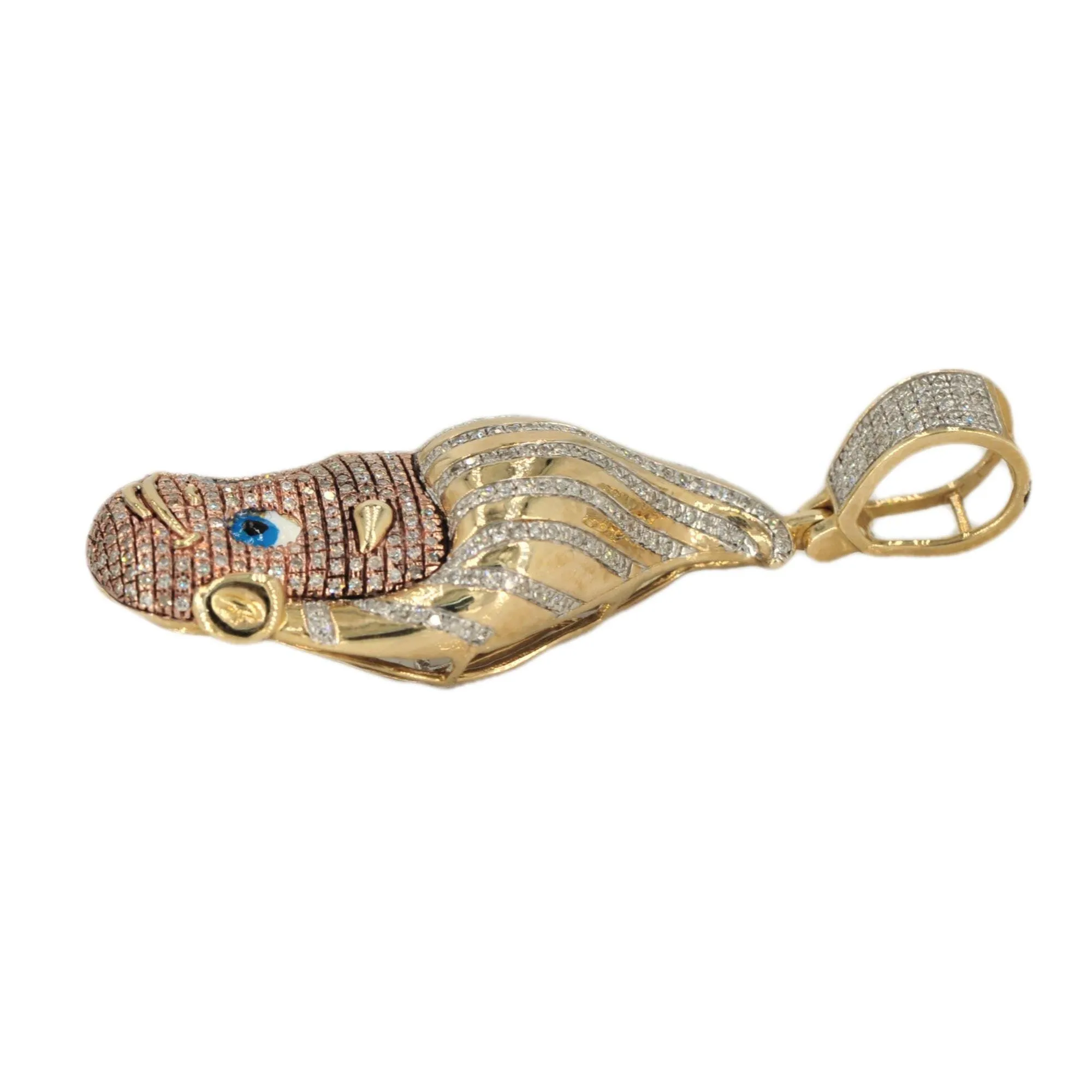 10k Yellow Gold 0.75cttw Diamond ‘Cartoon Boy’ Pendant Flash