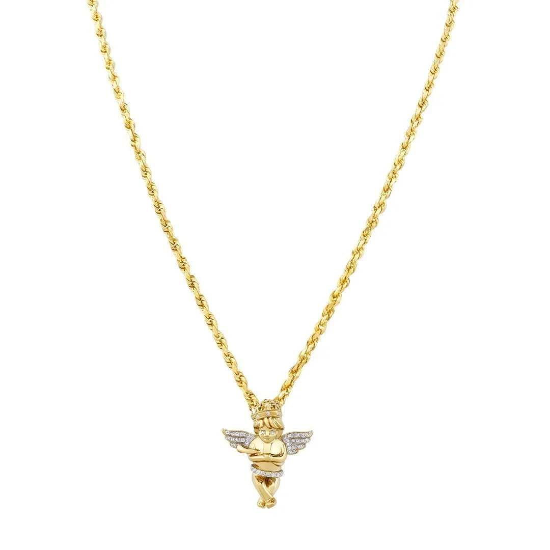 10k Yellow Gold Diamond Angel Pendant 0.29 Ctw