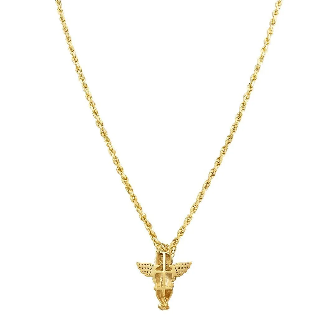 10k Yellow Gold Diamond Angel Pendant 0.29 Ctw