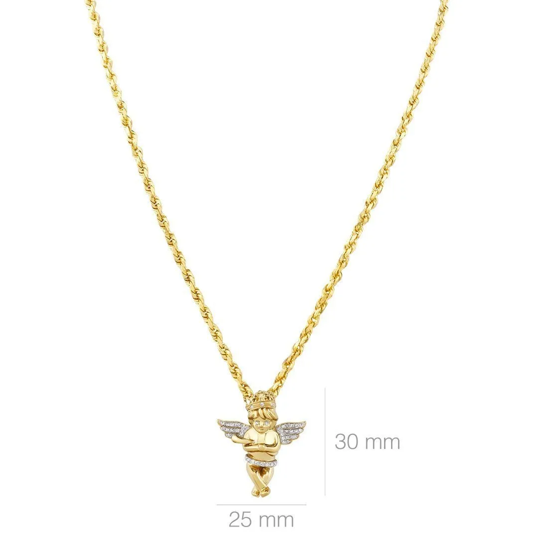 10k Yellow Gold Diamond Angel Pendant 0.29 Ctw