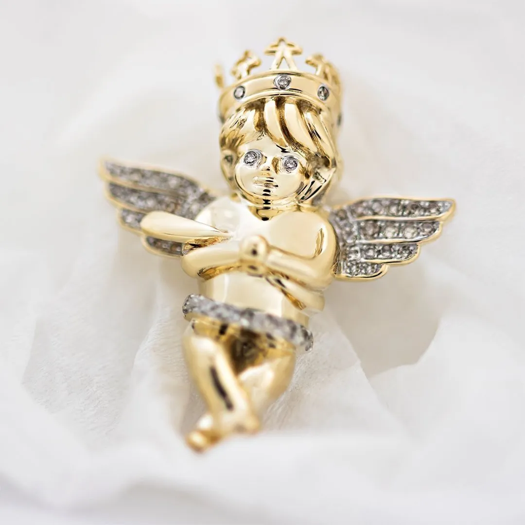 10k Yellow Gold Diamond Angel Pendant 0.29 Ctw