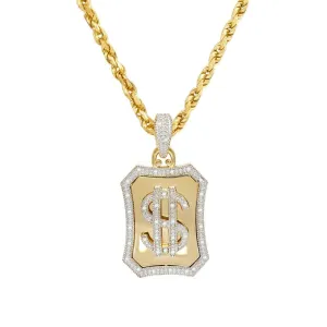10k Yellow Gold Diamond Dollar Sign Pendant 0.25 Ctw