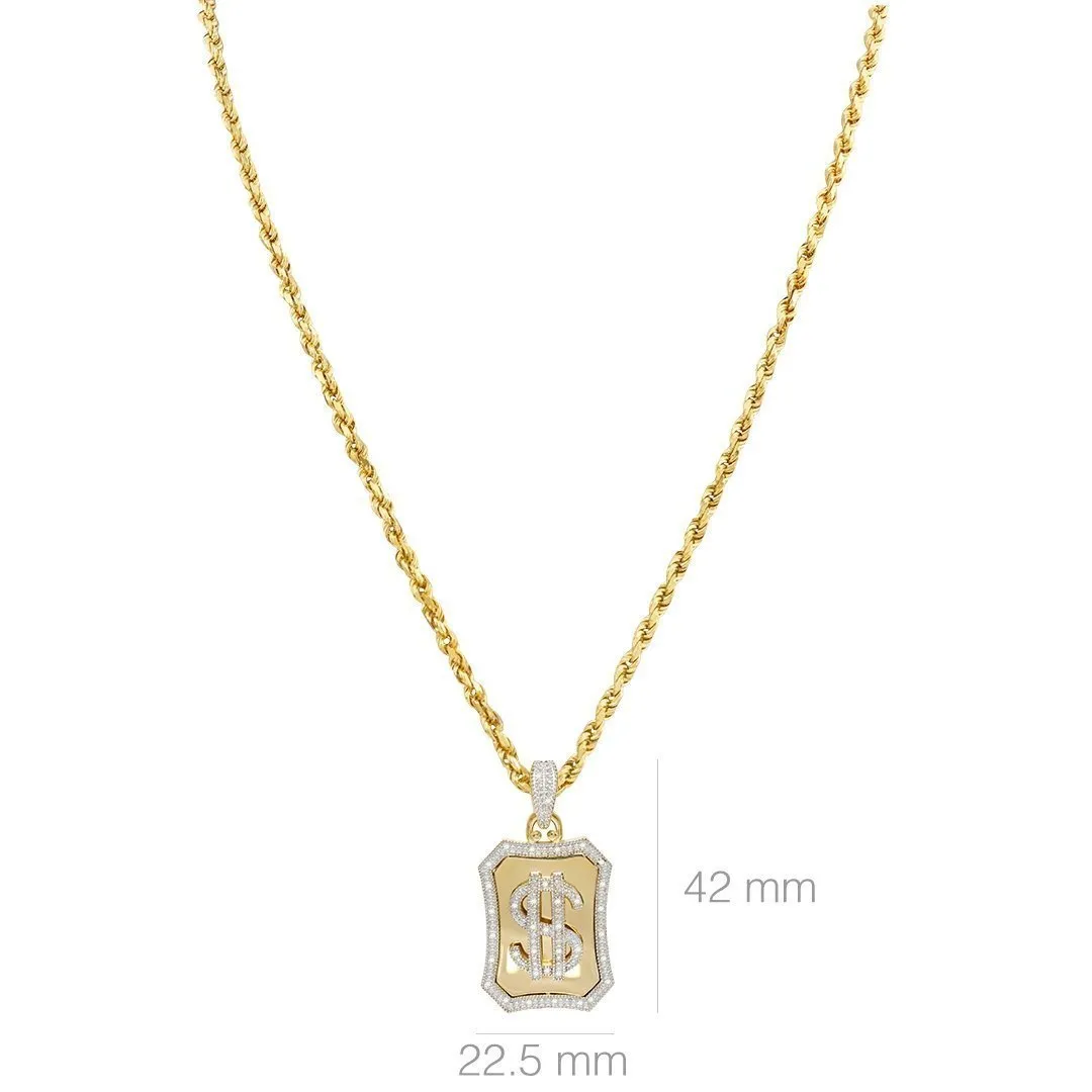 10k Yellow Gold Diamond Dollar Sign Pendant 0.25 Ctw