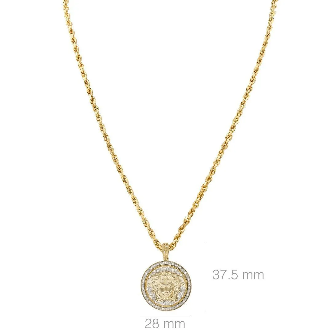10k Yellow Gold Diamond Medusa Pendant 0.35 Ctw