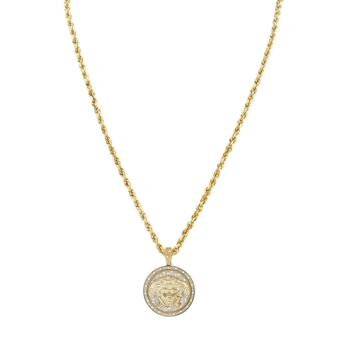 10k Yellow Gold Diamond Medusa Pendant 0.35 Ctw