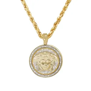 10k Yellow Gold Diamond Medusa Pendant 0.35 Ctw