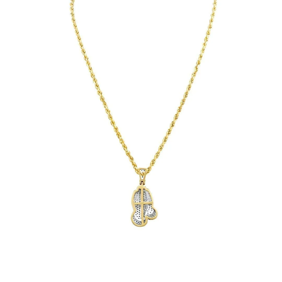 10K Yellow Gold Diamond Praying Hands Pendant 0.51 Ctw
