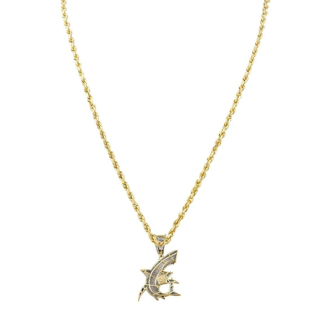 10k Yellow Gold Diamond Shark Pendant 0.95 Ctw