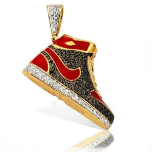 10KY 1.00CTW BLACK AND WHITE DIAMOND SHOE PENDANT