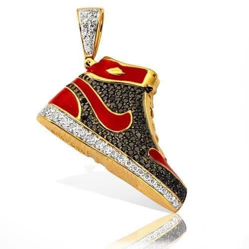 10KY 1.00CTW BLACK AND WHITE DIAMOND SHOE PENDANT