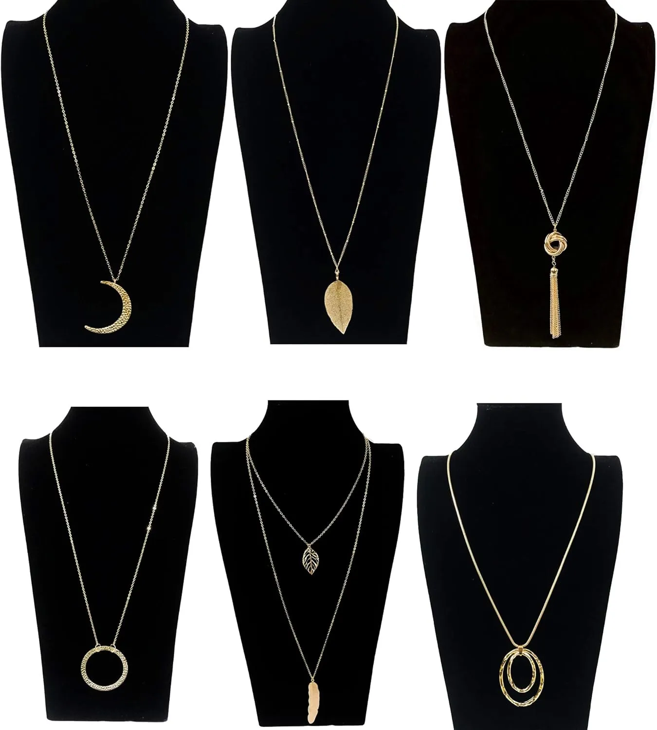 10Pcs Long Pendant Necklace Simple Moon Bar Three Triangle Tassel Lock Sweater Y Shape Punk Chain Choker Necklace for Women Men Gold Silver Tone