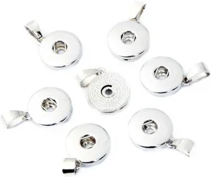 12 Pcs Hang Snap Base Pendant for Interchangeable Snaps Charms Jewelry Making-Necklaces