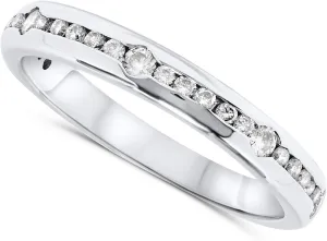 1/3 Carat Platinum Diamond Channel Set Band Ring For Women Size 7