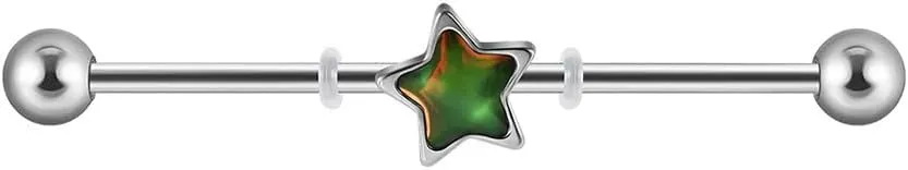 14G Cute Star Industrial Barbell Earring for Women Hypoallergenic Stainless Steel Cartilage Industrial Piercing Jewelry 38mm 1&1/2 Inch Long Cartilage Barbell Earrings