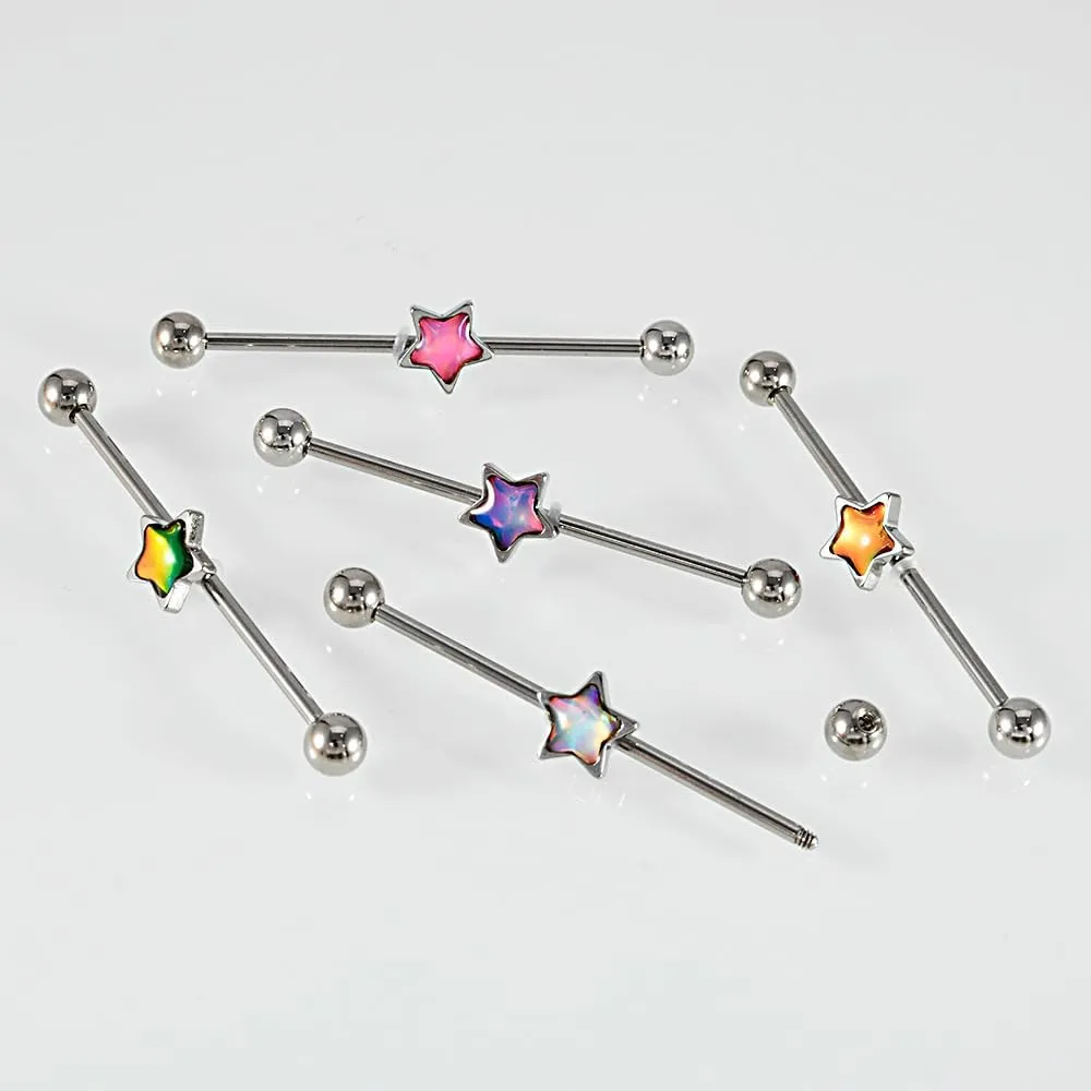 14G Cute Star Industrial Barbell Earring for Women Hypoallergenic Stainless Steel Cartilage Industrial Piercing Jewelry 38mm 1&1/2 Inch Long Cartilage Barbell Earrings