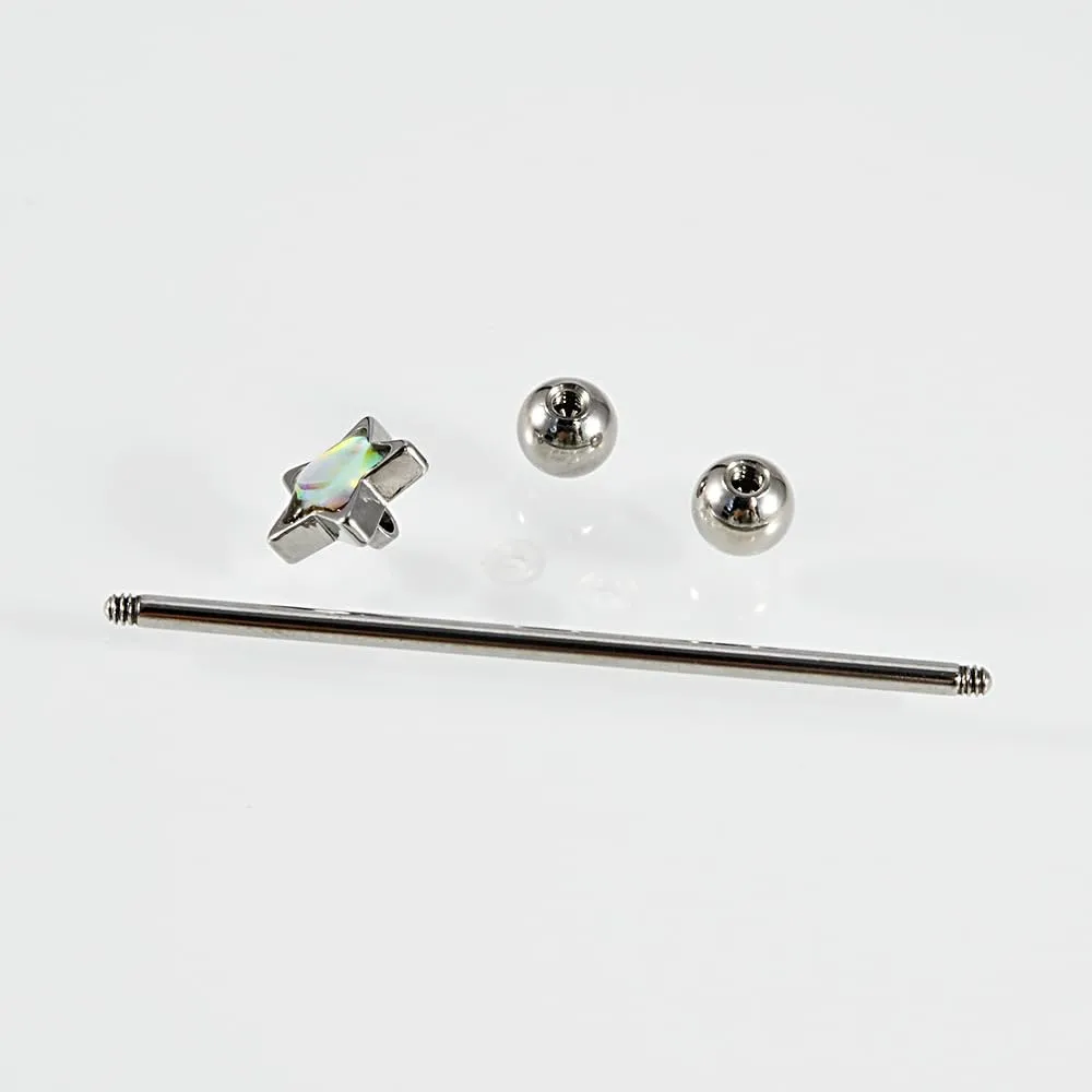 14G Cute Star Industrial Barbell Earring for Women Hypoallergenic Stainless Steel Cartilage Industrial Piercing Jewelry 38mm 1&1/2 Inch Long Cartilage Barbell Earrings