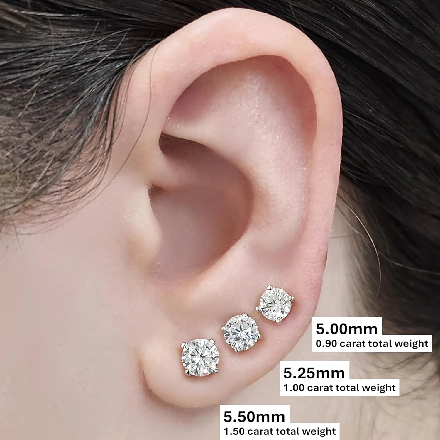 14K Solid Gold Post & Silver Simulated Diamond Stud Earrings-cubic zirconia earrings studs .30ct to 8.00ct
