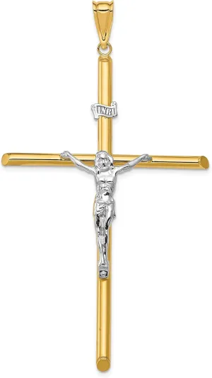14k Two-Tone Polished Jesus Crucifix Pendant