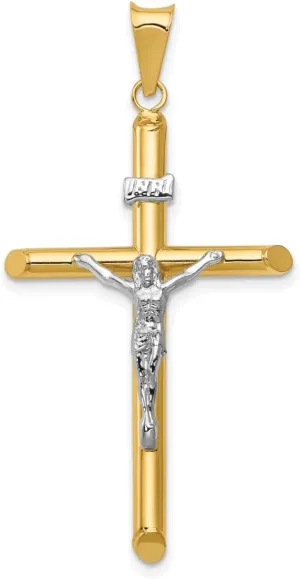 14k Two-Tone Polished Jesus Crucifix Pendant