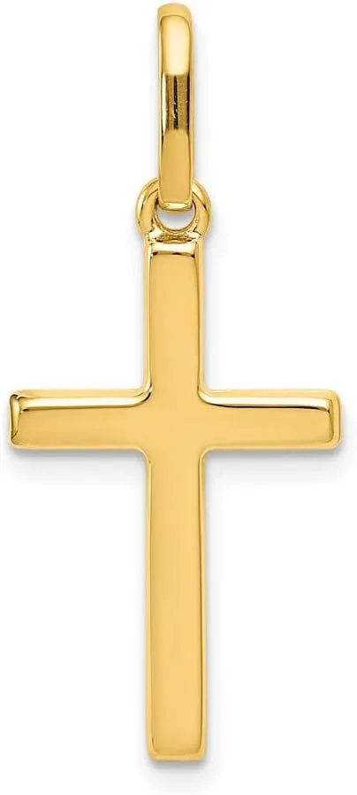 14k Yellow Gold Cross Pendant Charm - 1" Inch - 28mm x 13mm - Jewelry Gifts For Women Wife Mom Gifts For Men Husband Dad