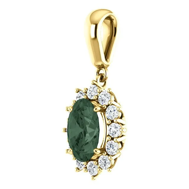 14KT GOLD 1.63 CT ALEXANDRITE & 1/3 CTW DIAMOND HALO PENDANT