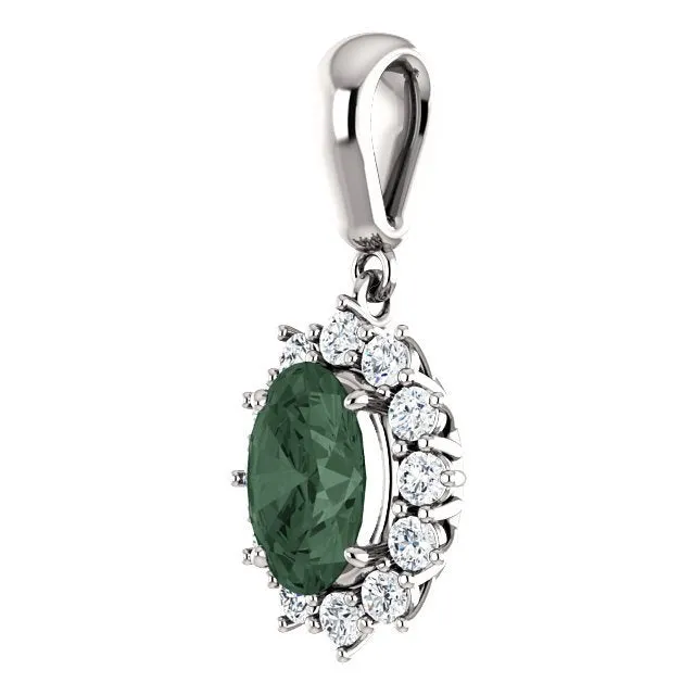 14KT GOLD 1.63 CT ALEXANDRITE & 1/3 CTW DIAMOND HALO PENDANT