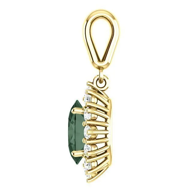 14KT GOLD 1.63 CT ALEXANDRITE & 1/3 CTW DIAMOND HALO PENDANT
