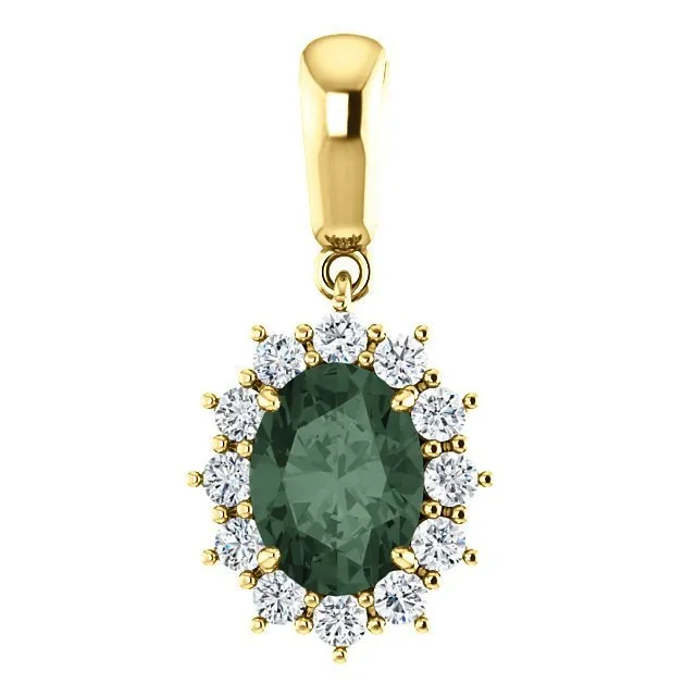 14KT GOLD 1.63 CT ALEXANDRITE & 1/3 CTW DIAMOND HALO PENDANT