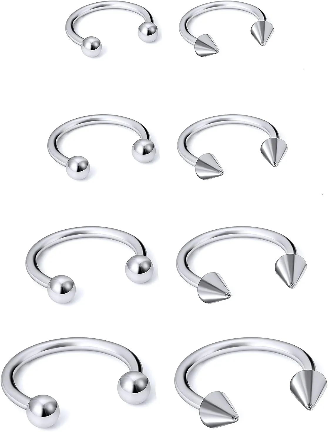 16G Surgical Steel Nose Septum Horseshoe Hoop Earring Eyebrow Tragus Helix Lip Rings Piercing Jewelry