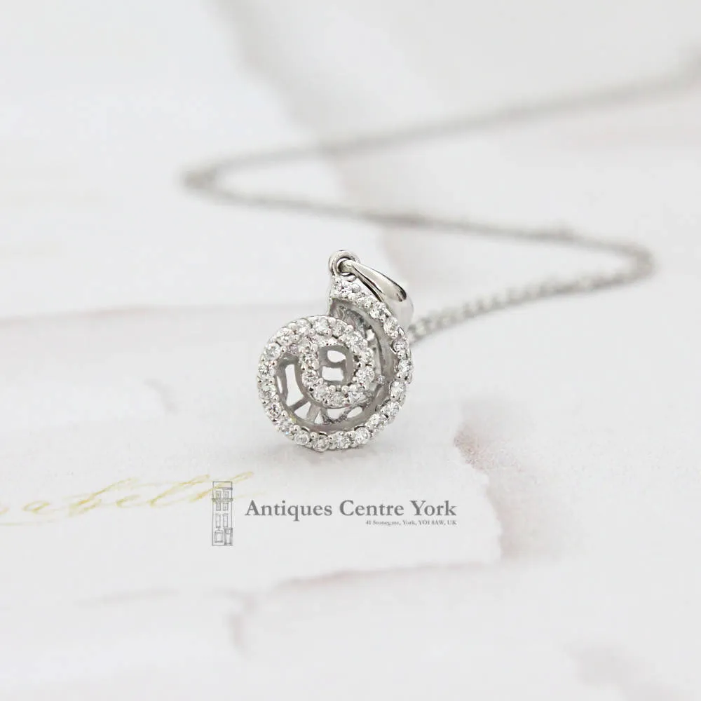 18ct White Gold Diamond Swirl Pendant
