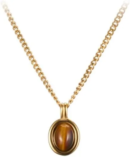 18K Gold Plated Gemstone Women Pendant Necklace Dainty Link Chain Necklaces for Women Ruby Amber Gemstone Pendants