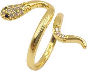 18K Gold Plated Rings for Women and Teen Girls Non Tarnish Cubic Zirconia Fidget Ring Butterfly/Snake/Mesh/Cross/Crown Knuckle Ring Open Adjustable Statement Stacking Chunky Rings