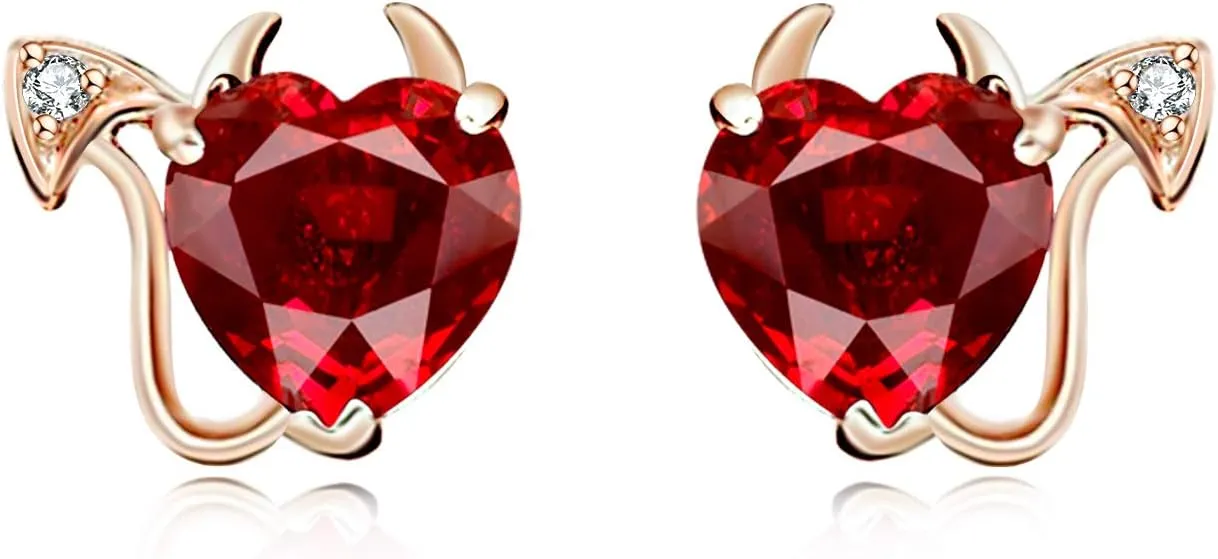18K Gold Plated Ruby Earrings for Women  Devil Earrings for Women - Timeless Jewelry & Great Gift for Every Occasion - 15mm