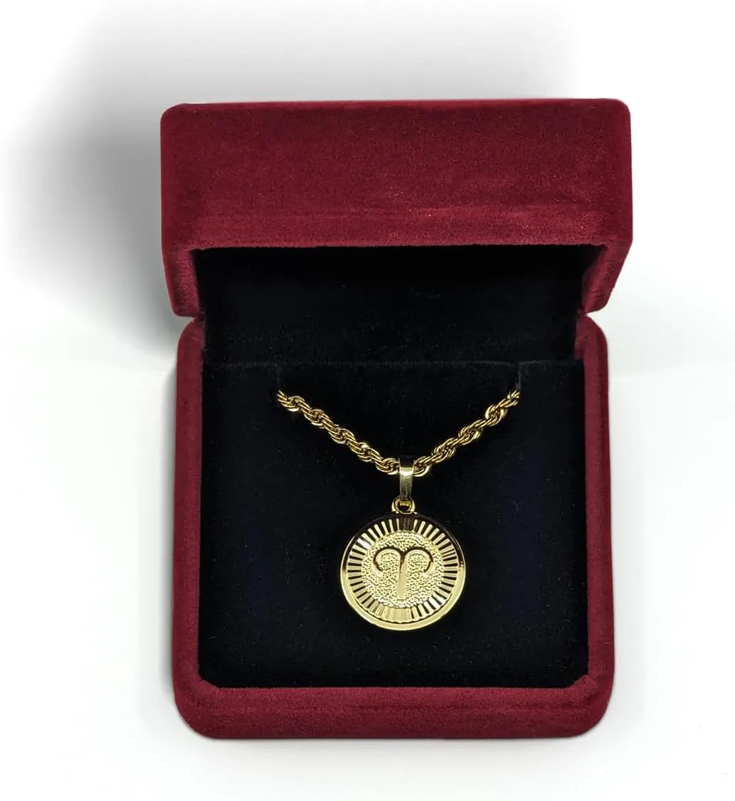 18k Gold Plated Zodiac Necklace & Pendant - Gold Necklace for Women & Men, Tarnish & Water Resistant, Birthday Gifts for Women & Men