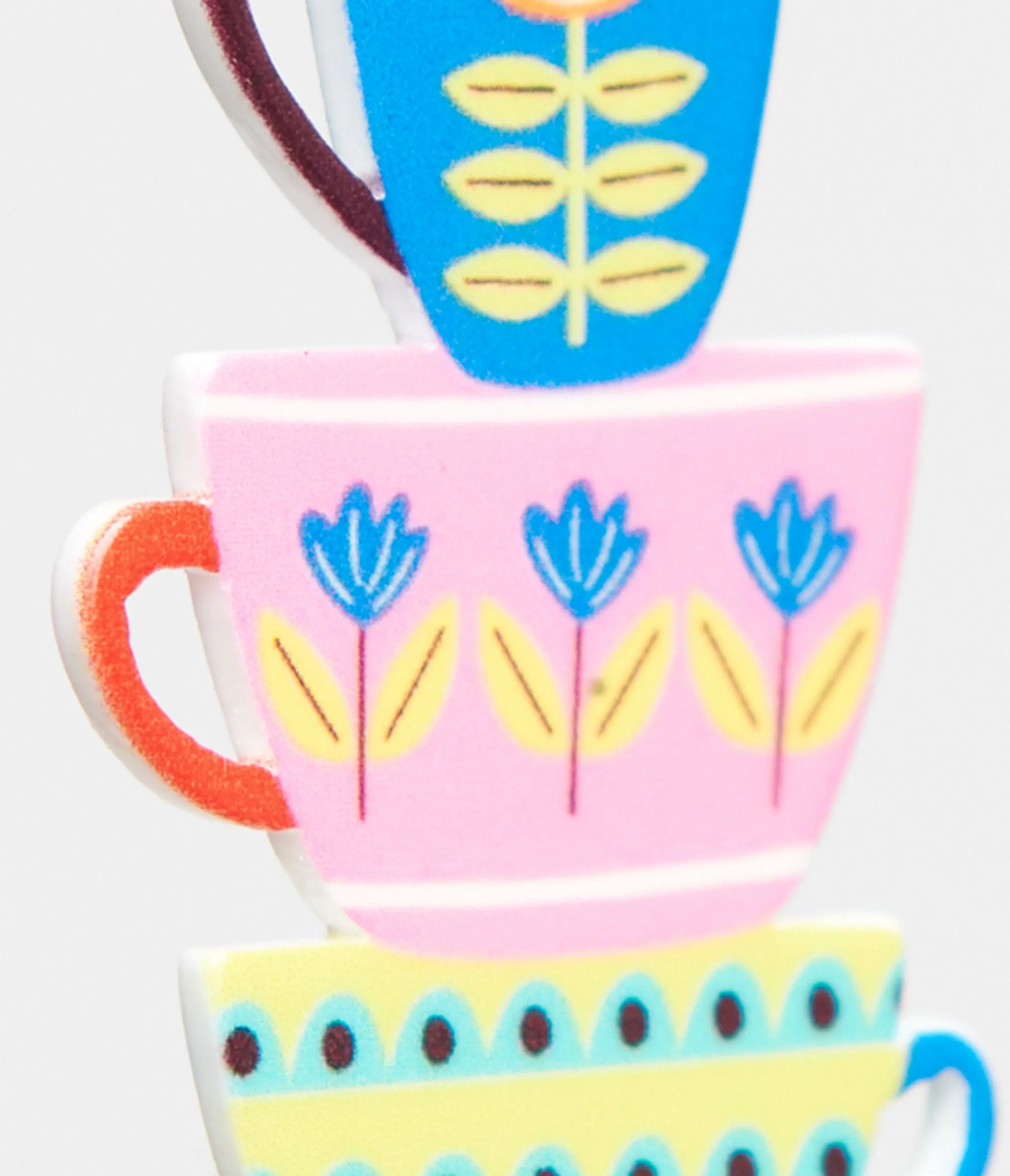1960s Retro Teacups & Saucers Drop Earrings