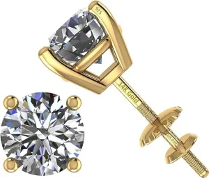 2 Carat Total Weight Moissanite Stud Earrings 14k Gold Post-Matching Solitaire Pendant in Sterling Silver