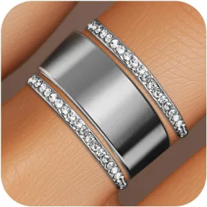 2-Pack 14K Gold Plated Stacking Rings for Oura Ring Gen 4/Gen 3, Cubic Zirconia Simulated Diamond Rings for Women